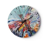 Horloge murale en verre 40x40cm Silencieuse oiseau nature couleur Wall Clock