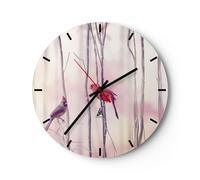 Horloge murale en verre 40x40cm Silencieuse Oiseaux Cardinal Écarlate Wall Clock