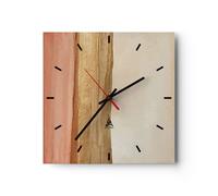 Horloge murale en verre 40x40cm Silencieuse Or Abstraction Lignes Wall Clock