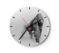 Horloge murale en verre 40x40cm Silencieuse orang-outan animal Wall Clock