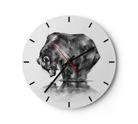 Horloge murale en verre 40x40cm Silencieuse ours animal Wall Clock Decoration
