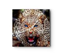Horloge murale en verre 40x40cm Silencieuse panthère animal Wall Clock