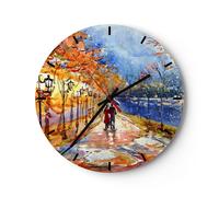 Horloge murale en verre 40x40cm Silencieuse parc couple arbre Wall Clock