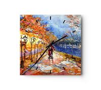 Horloge murale en verre 40x40cm Silencieuse parc couple arbre Wall Clock