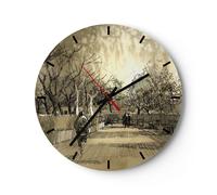 Horloge murale en verre 40x40cm Silencieuse parc promenade arbre Wall Clock