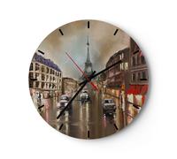 Horloge murale en verre 40x40cm Silencieuse Paris tour rue Wall Clock Decoration