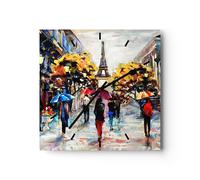 Horloge murale en verre 40x40cm Silencieuse Paris ville maison Wall Clock