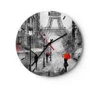 Horloge murale en verre 40x40cm Silencieuse Paris ville maison Wall Clock
