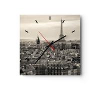 Horloge murale en verre 40x40cm Silencieuse Paris ville maison Wall Clock