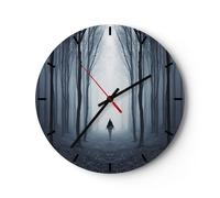 Horloge murale en verre 40x40cm Silencieuse Personnage Forêt Solitude Wall Clock