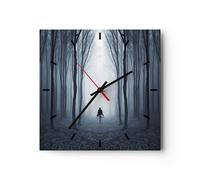 Horloge murale en verre 40x40cm Silencieuse Personnage Forêt Solitude Wall Clock