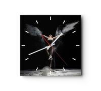 Horloge murale en verre 40x40cm Silencieuse Photographie Danse Ailes Wall Clock