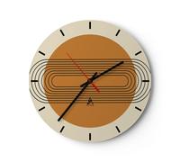 Horloge murale en verre 40x40cm Silencieuse Pièce Géométrique Orange Wall Clock