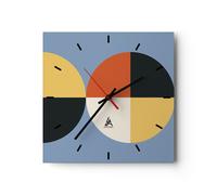 Horloge murale en verre 40x40cm Silencieuse Pièce Géométrique Roue Wall Clock
