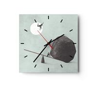 Horloge murale en verre 40x40cm Silencieuse Pierre Levier Physique Wall Clock