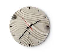 Horloge murale en verre 40x40cm Silencieuse Pierres Chiffres Sable Wall Clock