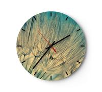 Horloge murale en verre 40x40cm Silencieuse Pissenlit Macro Pissenlit Wall Clock