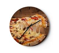 Horloge murale en verre 40x40cm Silencieuse pizza fromage tomate Wall Clock