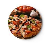 Horloge murale en verre 40x40cm Silencieuse pizza fromage tomate Wall Clock