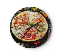 Horloge murale en verre 40x40cm Silencieuse pizza fromage tomate Wall Clock
