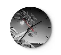 Horloge murale en verre 40x40cm Silencieuse Plein La Lune Arbre Wall Clock