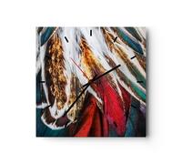 Horloge murale en verre 40x40cm Silencieuse plume plumes oiseau Wall Clock