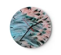 Horloge murale en verre 40x40cm Silencieuse plume plumes oiseau Wall Clock