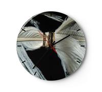 Horloge murale en verre 40x40cm Silencieuse Plume Romantique Mariage Wall Clock