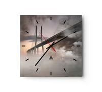 Horloge murale en verre 40x40cm Silencieuse pont brouillard eau Wall Clock