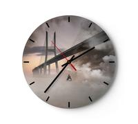 Horloge murale en verre 40x40cm Silencieuse pont brouillard eau Wall Clock