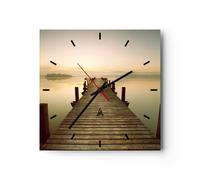 Horloge murale en verre 40x40cm Silencieuse pont lac Wall Clock Decoration