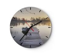 Horloge murale en verre 40x40cm Silencieuse Pont Ouest Le Soleil Wall Clock