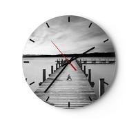 Horloge murale en verre 40x40cm Silencieuse Pont Paix Eau Wall Clock Decoration