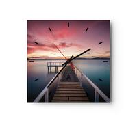 Horloge murale en verre 40x40cm Silencieuse Pont Rose Ciel Wall Clock Decoration