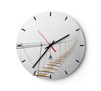Horloge murale en verre 40x40cm Silencieuse Pont Suspendu Brouillard Wall Clock
