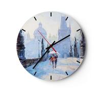 Horloge murale en verre 40x40cm Silencieuse pont ville prague Wall Clock