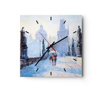 Horloge murale en verre 40x40cm Silencieuse pont ville prague Wall Clock