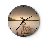 Horloge murale en verre 40x40cm Silencieuse Radeau Ouest Le Soleil Wall Clock