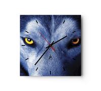 Horloge murale en verre 40x40cm Silencieuse Regardez le loup les yeux Wall Clock