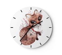 Horloge murale en verre 40x40cm Silencieuse Renard Nov Animal Wall Clock