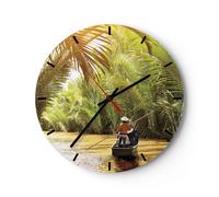 Horloge murale en verre 40x40cm Silencieuse Rivière Mékong Łódź Wall Clock