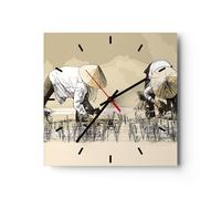 Horloge murale en verre 40x40cm Silencieuse riz asie champ eau Wall Clock