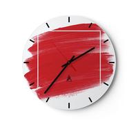 Horloge murale en verre 40x40cm Silencieuse Rouge Peintures Morceau Wall Clock