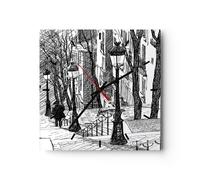 Horloge murale en verre 40x40cm Silencieuse rue graphiques Wall Clock Decoration