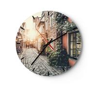 Horloge murale en verre 40x40cm Silencieuse rue maison gens Wall Clock