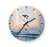 Horloge murale en verre 40x40cm Silencieuse Saut Liberté Surréalisme Wall Clock