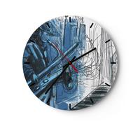 Horloge murale en verre 40x40cm Silencieuse Saxophone Musicien Dessin Wall Clock