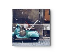 Horloge murale en verre 40x40cm Silencieuse scooter rue Wall Clock Decoration