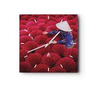 Horloge murale en verre 40x40cm Silencieuse Séchage Encens Vietnam Wall Clock