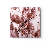 Horloge murale en verre 40x40cm Silencieuse Séché Fleur Eco Wall Clock